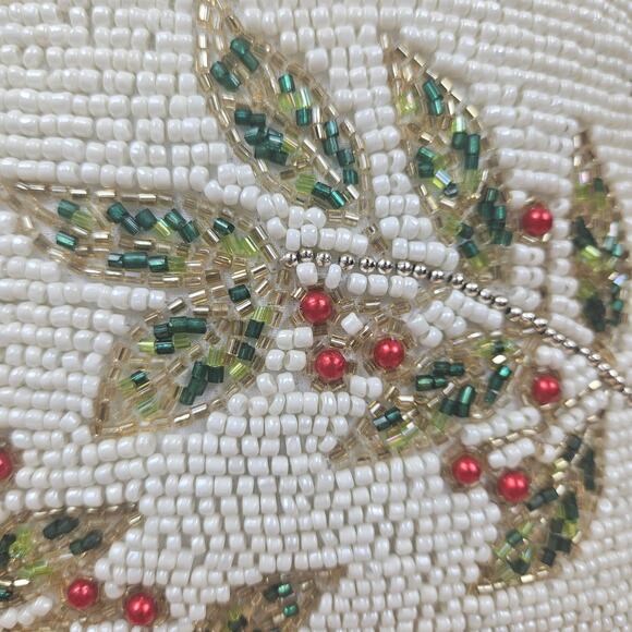 Glitz + Glimmer Beaded Holiday Pillow 12" x 12" Christmas Holly Berry Holiday - Picture 8 of 10